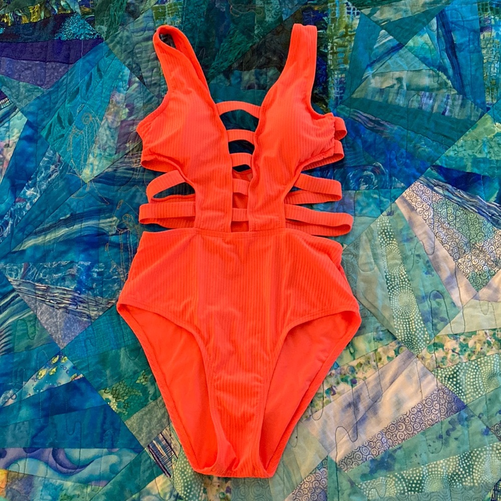 TiniBikini Bright Coral Strappy One Piece Swim Suit Size XS